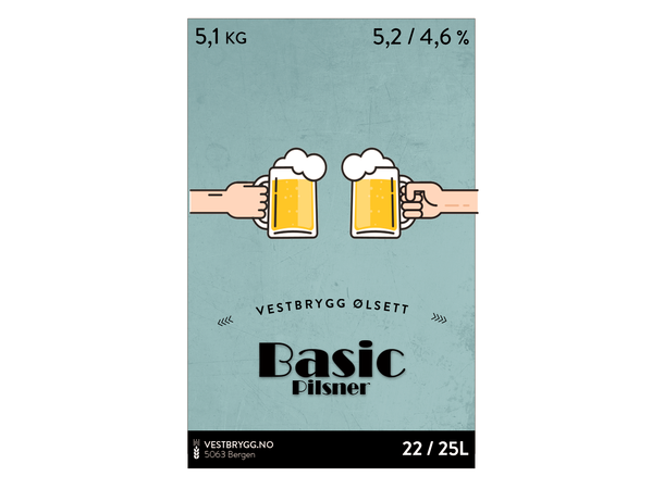 Vestbrygg Basic Pilsner 22L/25L Ølsett