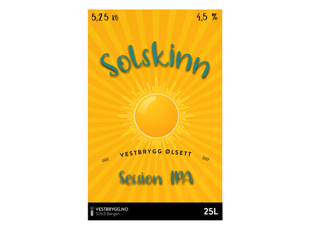 Vestbrygg Solskinn Session IPA 25L Ølsett