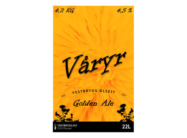 Vestbrygg Våryr Golden Ale 22L Ølsett