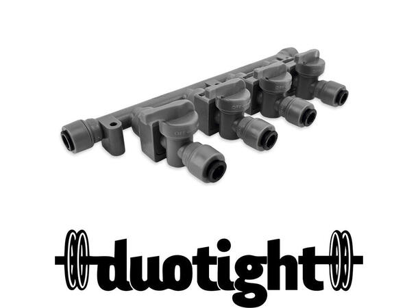 Duotight Manifold 4 uttak med stengeventiler og push-fit