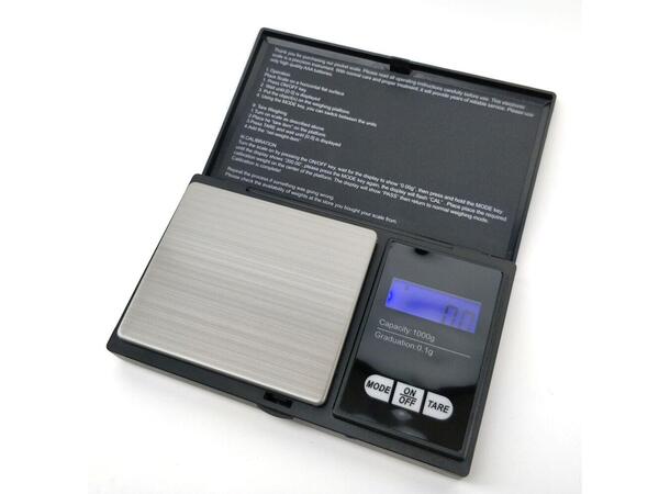 Digital vekt 0.1-1000g Pocket Scale 1 kg maksvekt. 0,1 gram nøyaktighet