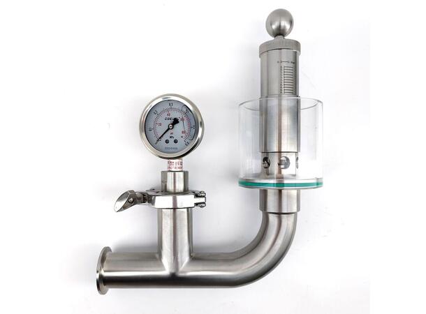 1.5" Spunding Valve Tri-Clamp med trykkmåler 0,2-2,2 bar