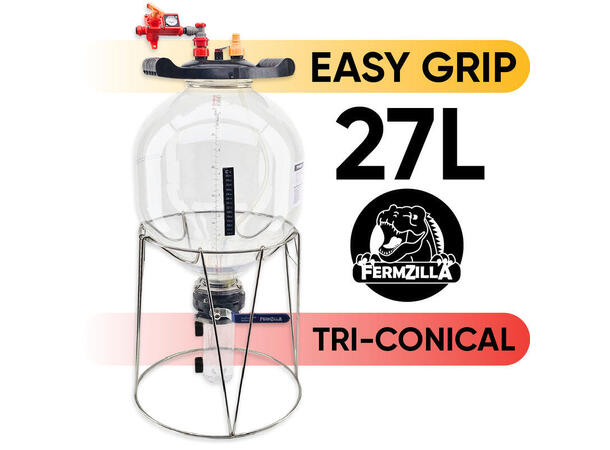 FermZilla 27L Tri-conical EasyGrip Start Nytt lokk med flere funksjoner
