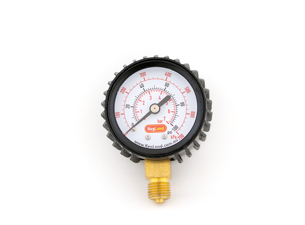 Manometer Low Pressure 0-100 psi for CO2 regulator med 1/4" NPT gjenger
