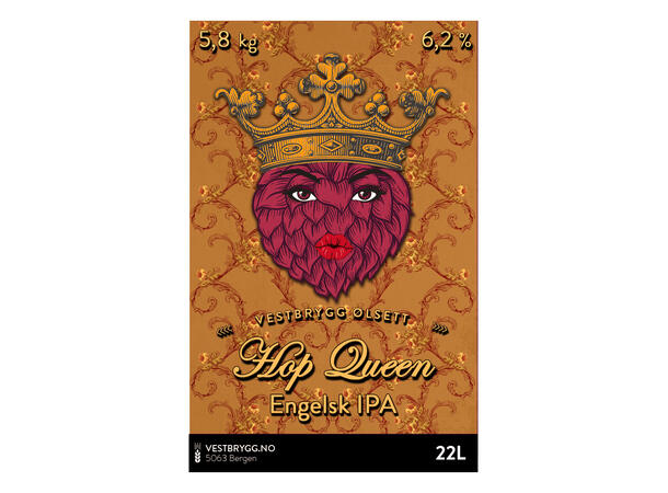 Vestbrygg Hop Queen Engelsk IPA 22L Ølsett