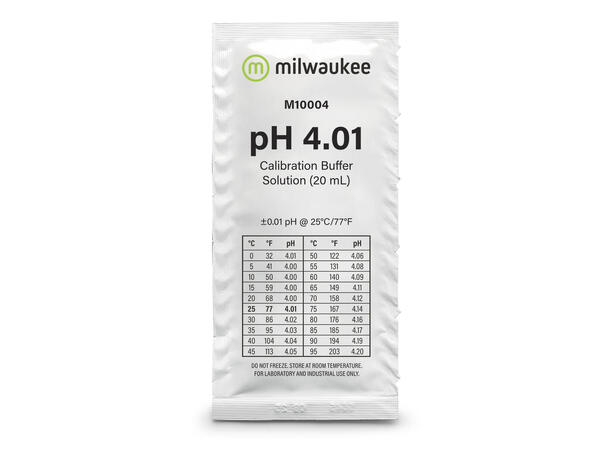Milwaukee pH 4.01 Calibration Solution 20 ml. Kalibreringsvæske til pH metere