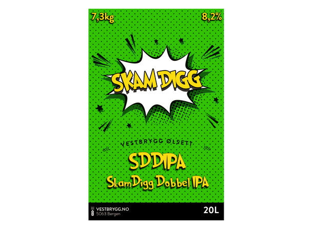 Vestbrygg Skam Digg Dobbel IPA 20L Ølsett